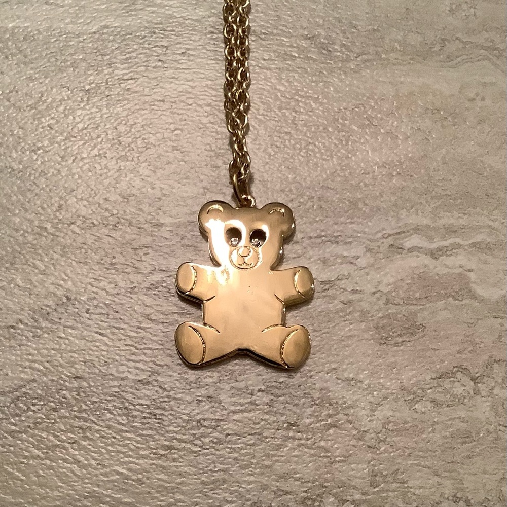 New vintage teddy bear giant pendant statement necklace